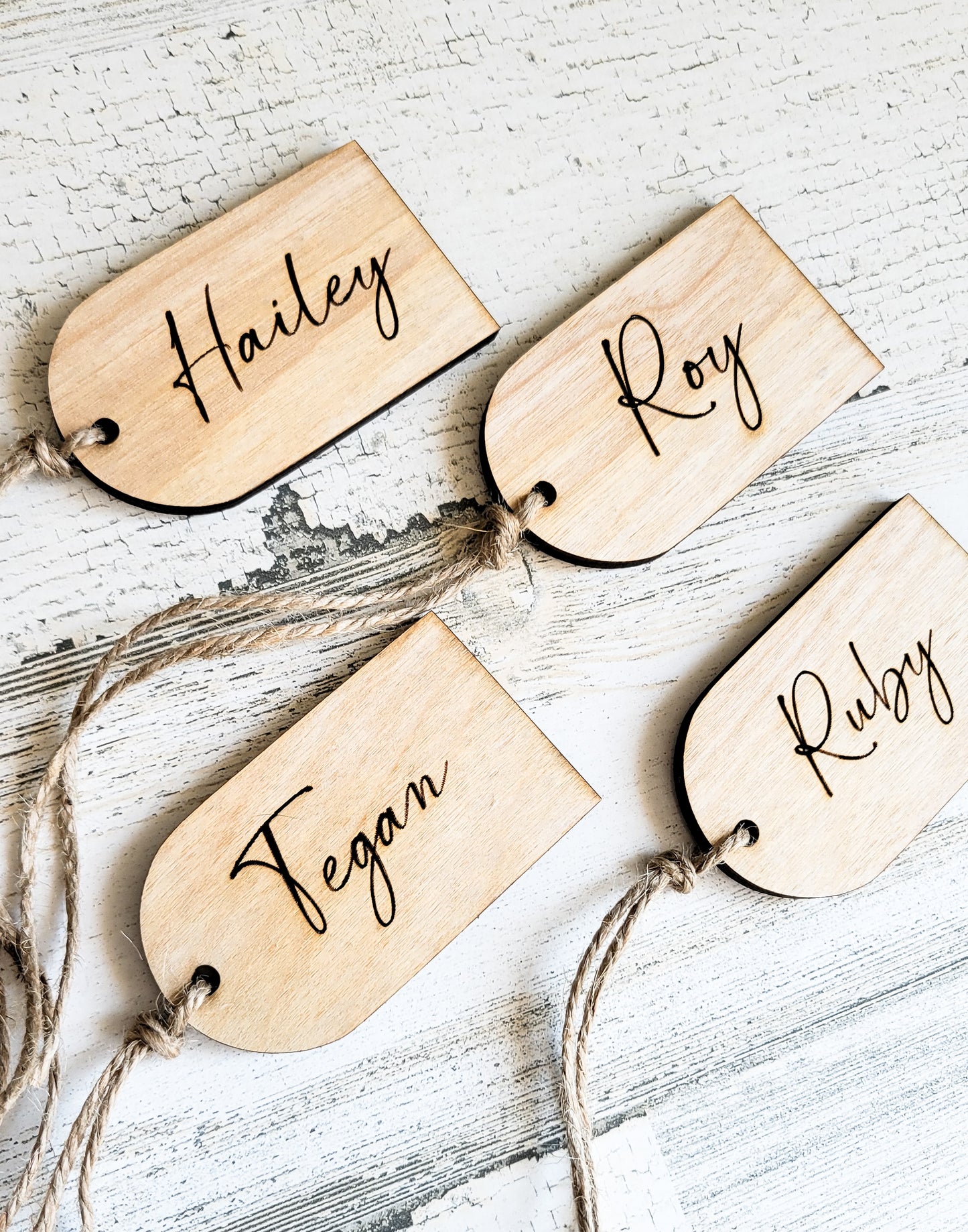 Cursive Engraved Stocking Tags